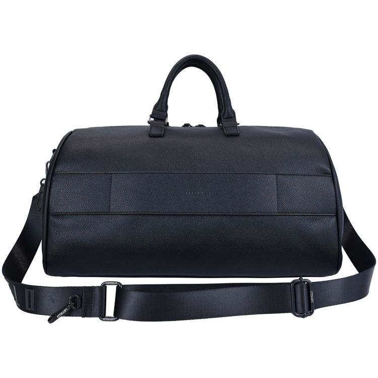 Levelo CarryAll PU Leather Duffle Bag, Compact Dimensions, Full-Zip Clamshell Opening, Everyday Versatility, PU Leather, Versatile Use, Multiple Compartments, Ample Space, Front Pocket, Cover Bag Included, Structured Silhouette, for Travel & Gym and More - Black