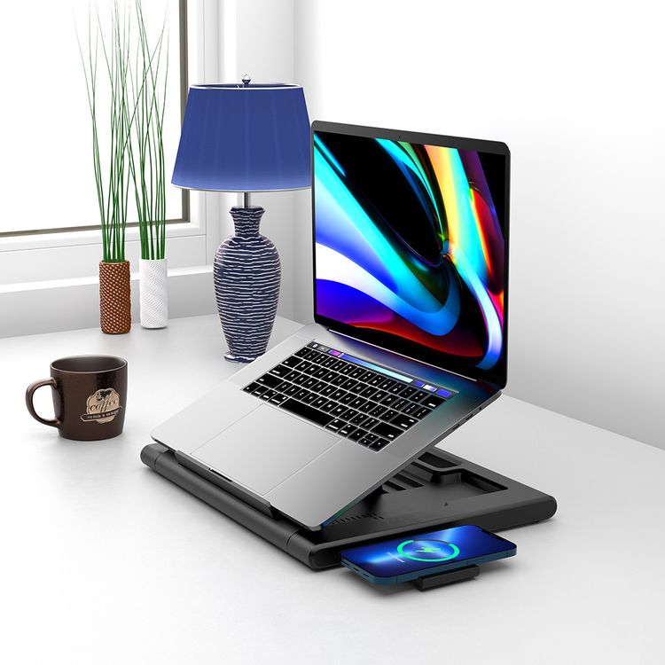 Powerology Multi Functional Pro Hub with 100W PD, 4K HDMI, 1000Mbps Ethernet, 10W Wireless Charging, Micro SD & TF Supported, VGA Port - Black