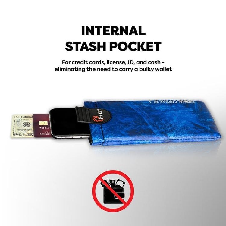 Phoozy XP3 Realtree Series Thermal Mobile Phone Case Capsule with Internal Stash Pocket, Weatherproof Pouch, Floating Case Bag , Multi Attachment Strap - Blue - Medium