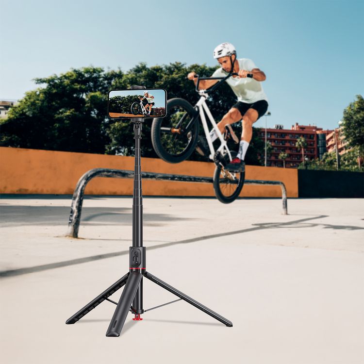 Green Lion Auto Pop Tripod with Magnetic Remote Control, Adjustable Phone Clip,  Multi-Angle Adjustment, ABS + Aluminum Alloy Material, Stable Tripod - Black