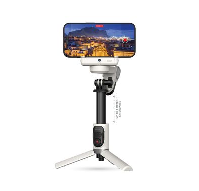 Green Lion Palermo Gimbal Tripod Stand with Remote Control, 3-Mode Shooting, Single Axis Stabilizer, Universal Phone Holder, 4-7 Hours Working Time, 60–84mm Phone Holder Size - White