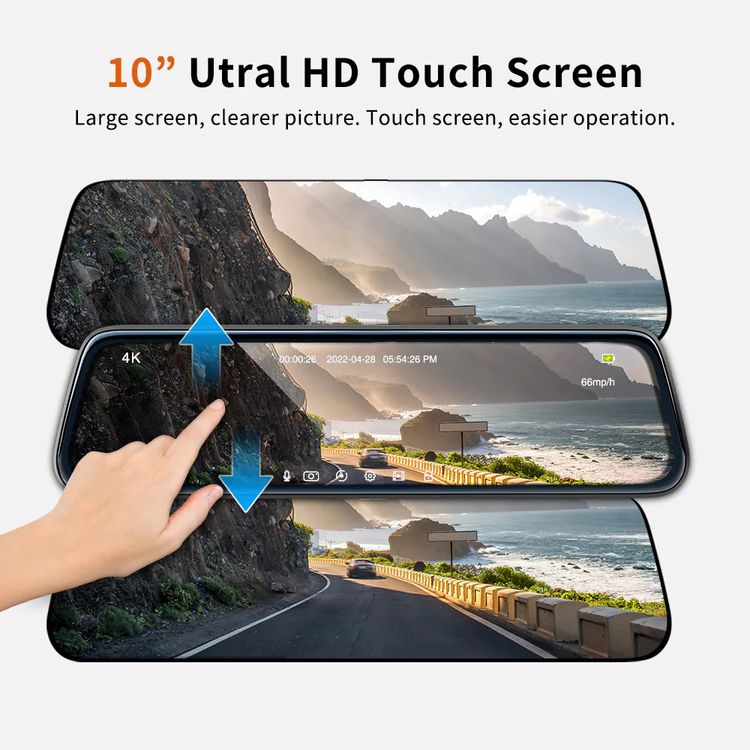 ThiEYE CarView4 Dual Lens 4K Mirror Dash Camera, Super Night Vision, G-sensor