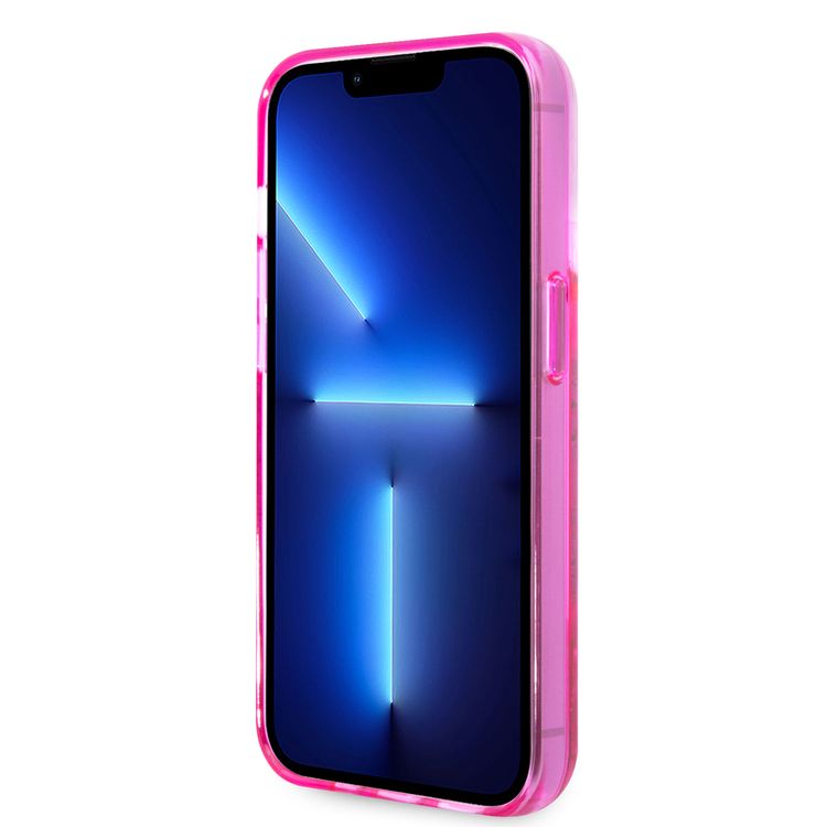 Guess Liquid Glitter Case With Translucent Triangle Logo - iPhone 14 Pro Max - Pink
