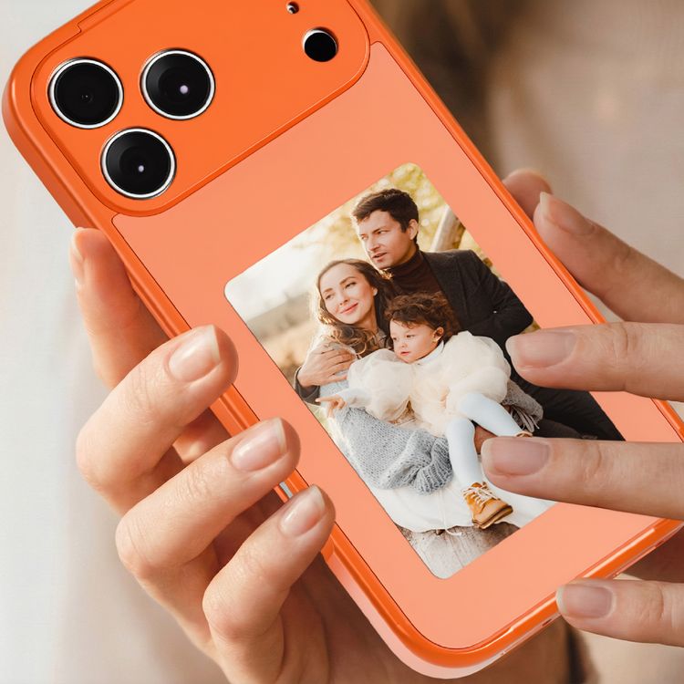 Green Lion Smart E-Ink Case for iPhone 17 Pro with MagSafe Compatibility, 4" Custom Display, 4-Color Display Colors, 528 × 768 Resolution, AI Instant Image Casting, Passive NFC Powered, 8 Seconds Fast Refresh, Smart App with AI, Raised Camera Bezel, Battery-Free Operation - Orange