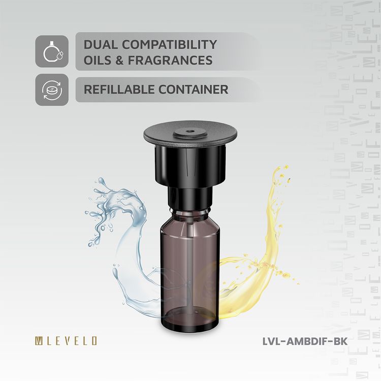 Levelo Ambiance Car Aroma Diffuser, 2000 mAh Battery Capacity, Aluminum + Plastic Material, 5 Hours Charging Time, 14 Hours Working Time, Type-C Charging Port - Black