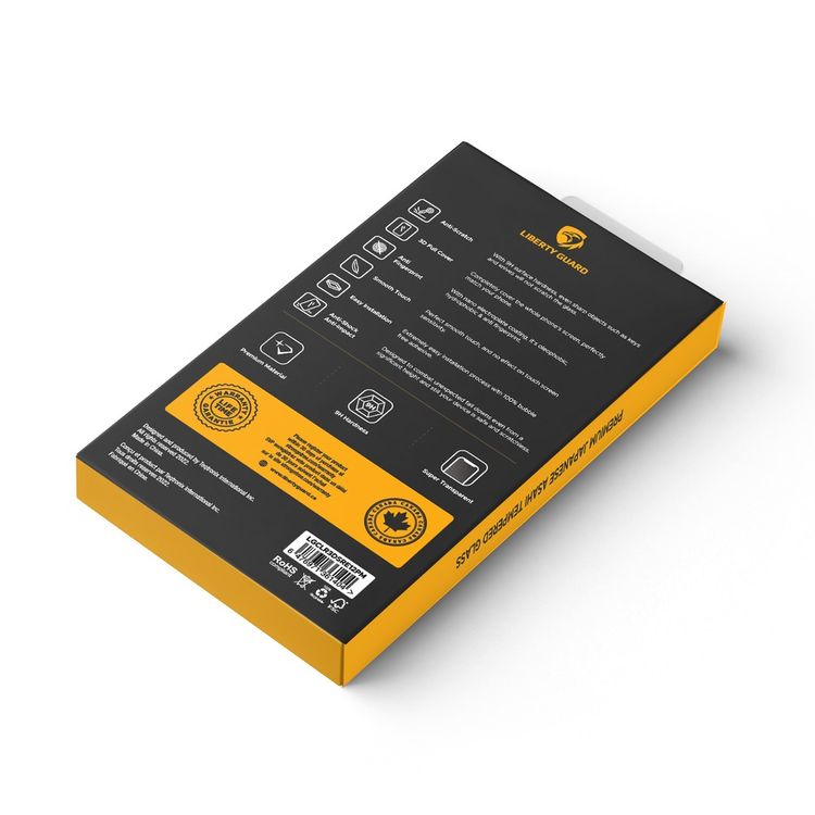 واقي شاشة Liberty Guard 3D بحواف دائرية من السيليكون الأسود لهاتف iPhone 12 Pro Max، مضاد للصدمات والتأثير - أسود