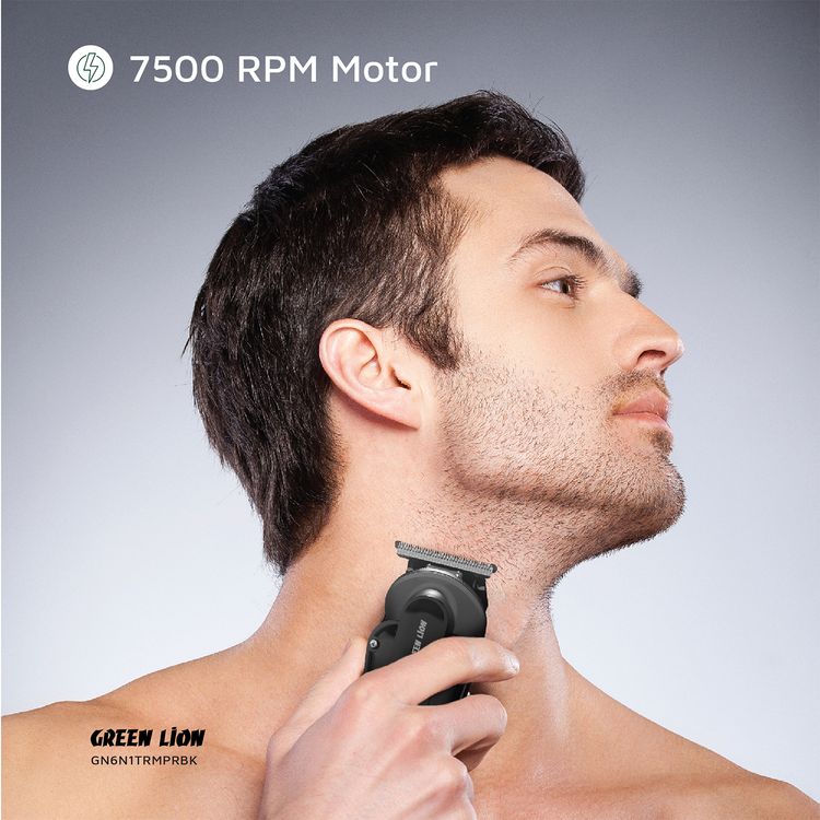 Green Lion 6-in-1 Trim Pro Grooming Kit with 3/6/9/12mm Limit Combs, Digital Display, Storage Base, Type-C Charging, 2 Speed Levels, 2 Hours Working - Black