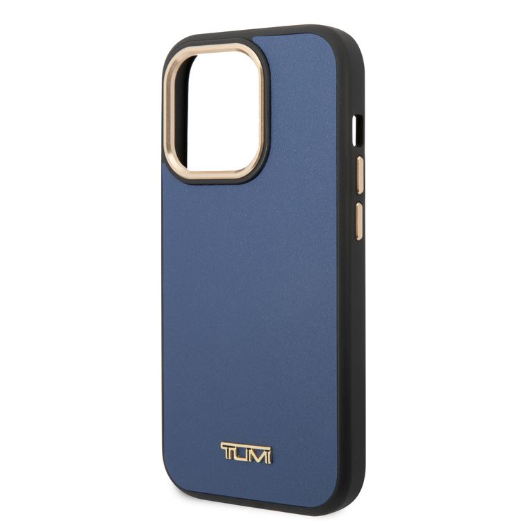 Tumi Women Smooth Leather Hard Case iPhone 14 Pro - Blue