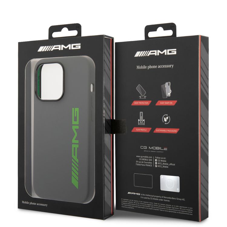 AMG Liquid Silicone Case with Colorful AMG Logo Bumper ProtectioniPhone 14 Pro Compatibility - Green