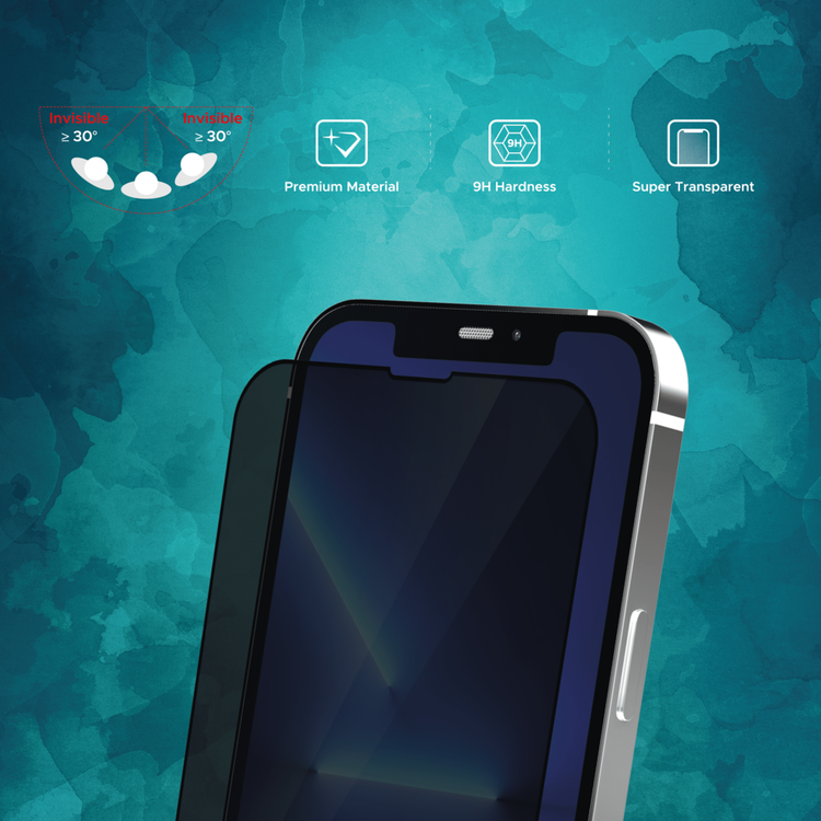 واقي شاشة Liberty Guard Privacy Full Cover بحافة مستديرة لهاتف iPhone 13/13 Pro، مضاد للصدمات والتأثير - الخصوصية