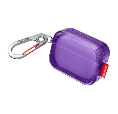 Skinarma Saido Case Compatible with both AirPods Pro 1st and 2nd Gen, Sturdy zinc-Alloy Hook Carabiner, Full 360º Protection that Covers Intire Case - Purple