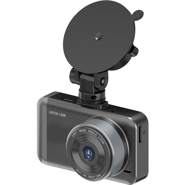 Green Lion Dash Cam Pro Front and Rear with Super Night Version, Suction Cup Mount, Built-in Microphone & Speaker, 12V Car Power Outlet, 140° Wide Angle Lens, 3.0" IPS HD Display, Functional Buttons, 4K & 1080 Pixels Resolution, USB-C Power Interface, 360° Rotatable Rear Camera - Black