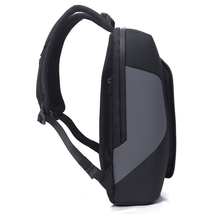 Levelo Lisbon Carrying Laptop & Universal 15.6” Backpack with Water Resistance Polyester, Laptop Compartment, Durable Material, Strap Pocket  - Black / Gray