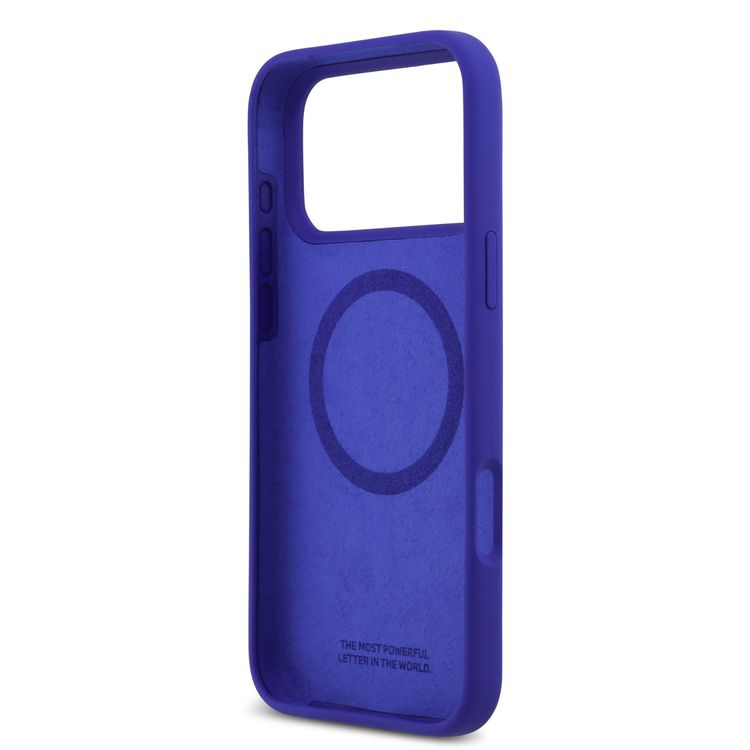 غطاء بي إم دبليو ماج سيف من السيليكون السائل بشعار عامودي لهاتف آيفون 17 برو ماكس، تصميم نحيف، حماية من السقوط، تغليف مستدام، تصميم سهل التركيب - بلون كحلي