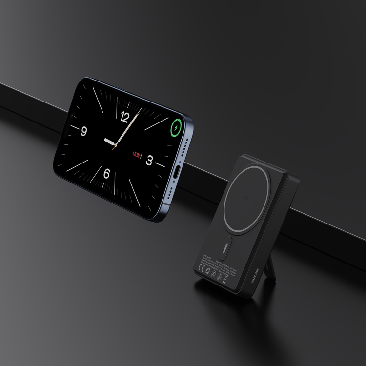 Green Lion Vita  10000mAh Power Bank with Safety Protections, Durable Braided Cable, Detachable Type-C Cable, Strong Magnets, Built-in Stand, MagSafe Compatibility, Ultra-Slim Design - Black