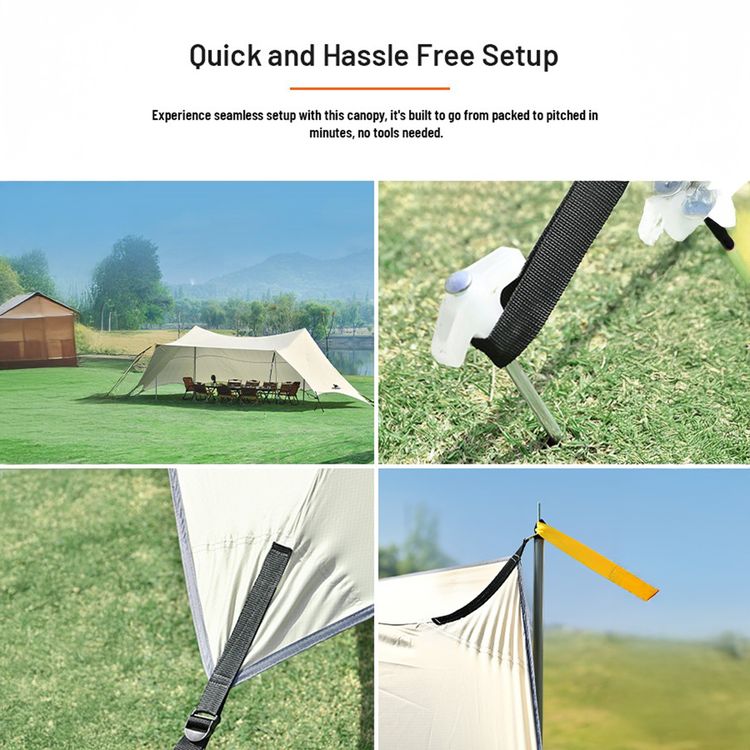 Porodo Lifestyle Camping Canopy Tent with UPF50+ UV Protection, PU500mm Waterproof Grade, 2.4m Height, Wind Resistant - Off White