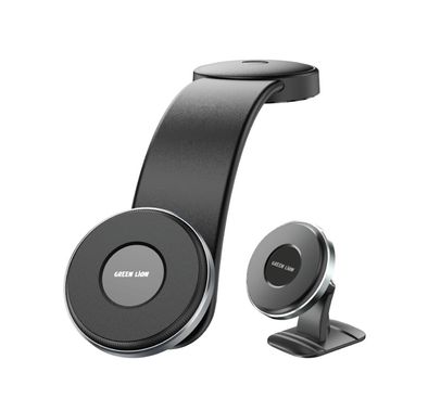 Green Lion 2in1 Magflex Car Phone Holder, MagSafe Compatible, Durable Material, Easy Installation, Strong 3M Glue, 360° Rotation, Strong Magnetic Adsorption - Black
