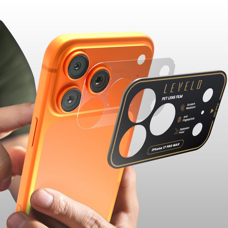 Levelo Claro PET Lens Film with Applicator for iPhone 17 Pro Max,  Fingerprint & Smudge Resistant, Bubble-Free, Easy Installation, Durable PET Material, Precision-Cut Design, Scratch Resistant - Clear