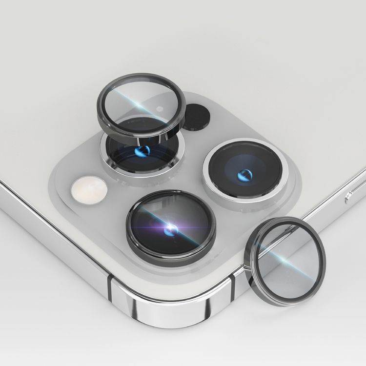Levelo Lucent Trio Camera Lens Protector, 9H Hardness - Graphite Black