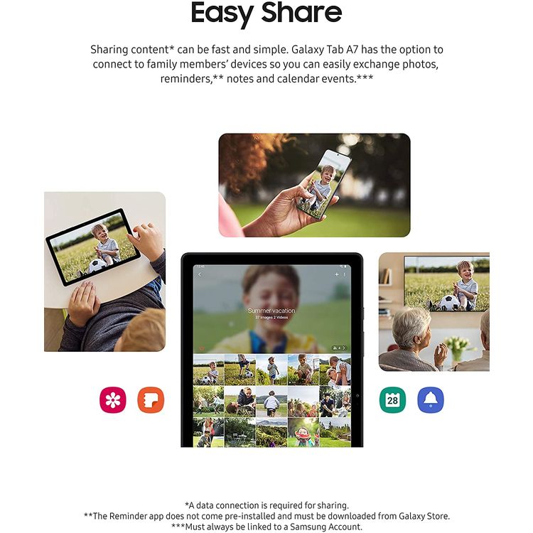 Samsung Galaxy Tab A7 T500 10.4" inch Display 3GB RAM / 32 GB ROM, 15W Fast charging, 7040 mAh Long-Lasting Battery, Snapdragon Chipset, Octa-Core Processor, Tablet with Face Recognition, Samsung Knox ( Wi-Fi + LTE ) - Silver