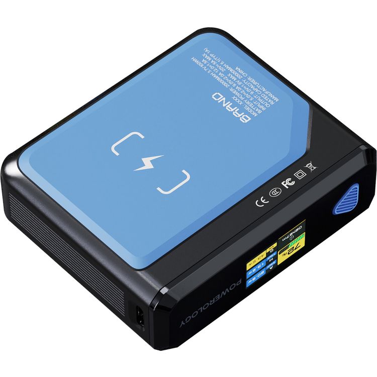 Powerology Ultra Mini 20000mAh Power Bank with Simultaneous Charging, Power Info Display, 100W Power Delivery, 15W Wireless Charging - Black