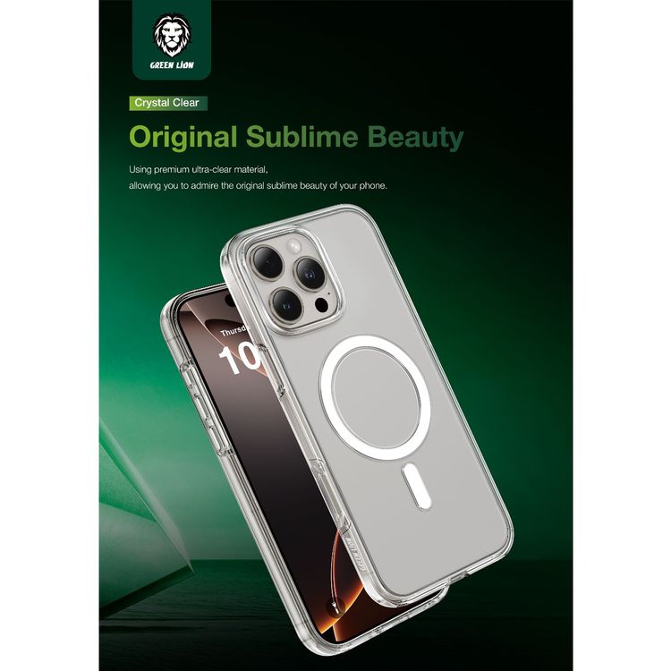 Green Lion Ultra Clear MagSafe Case for iPhone 16 Pro, Camera Protection, Anti-Yellowing, Anti-Scratch - Clear