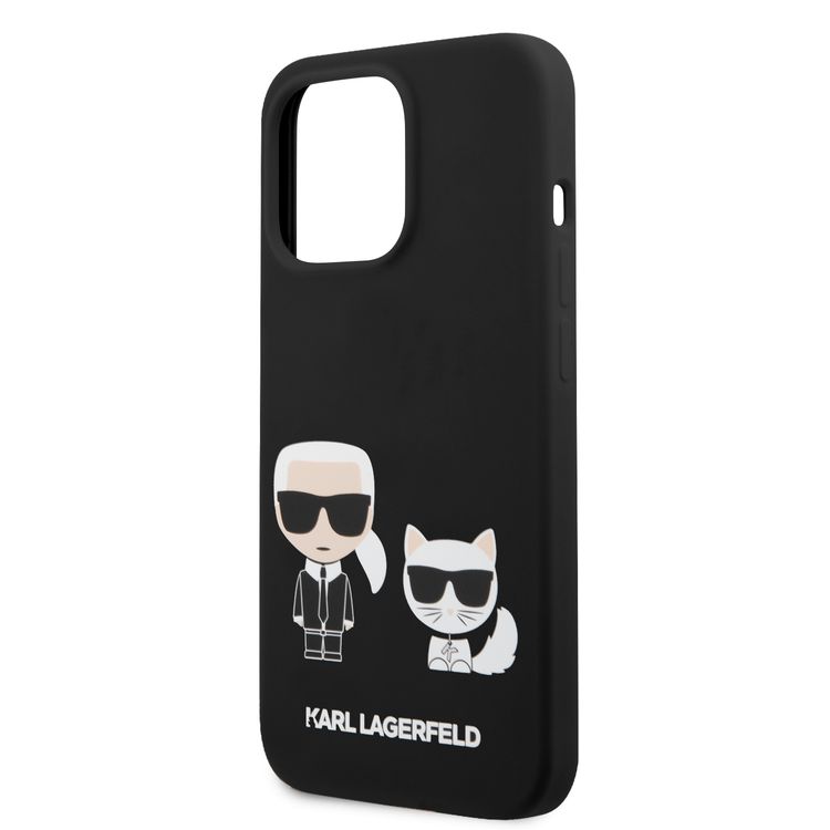 Karl Lagerfeld Magsafe Compatibility Liquid Silicone Case with Karl & Choupette Body iPhone 14 Pro Max Compatibility - Black