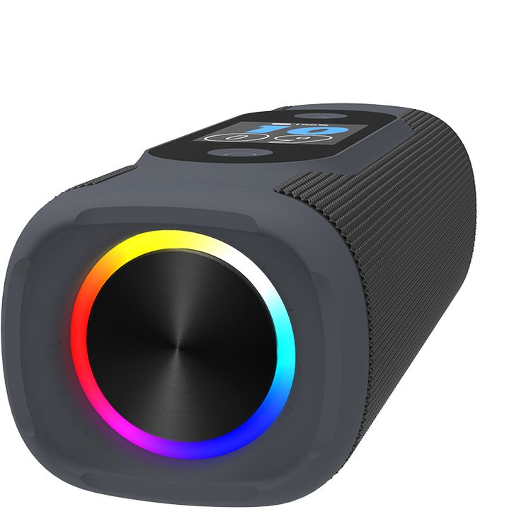 Levelo BassBeat Portable Speaker with 2.4" Touch Display, Up to 12 Hours Play Time, Bluetooth Version 5.4, 8000mAh Battery, Alarm, Clock & Calendar Functions, Water & Dust Resistant, Built-in FM Radio - Black