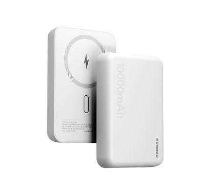 بورودو باور بانك MagSafe بسعة 10000mAh مع شحن سريع، تصميم محمول ومدمج، مدخل Type-C، مخرجات لاسلكية وType-C، درجة حرارة تشغيل من 10° C إلى 45° C، تثبيت مغناطيسي قوي، توصيل الطاقة بقوة 20 واط - أبيض.