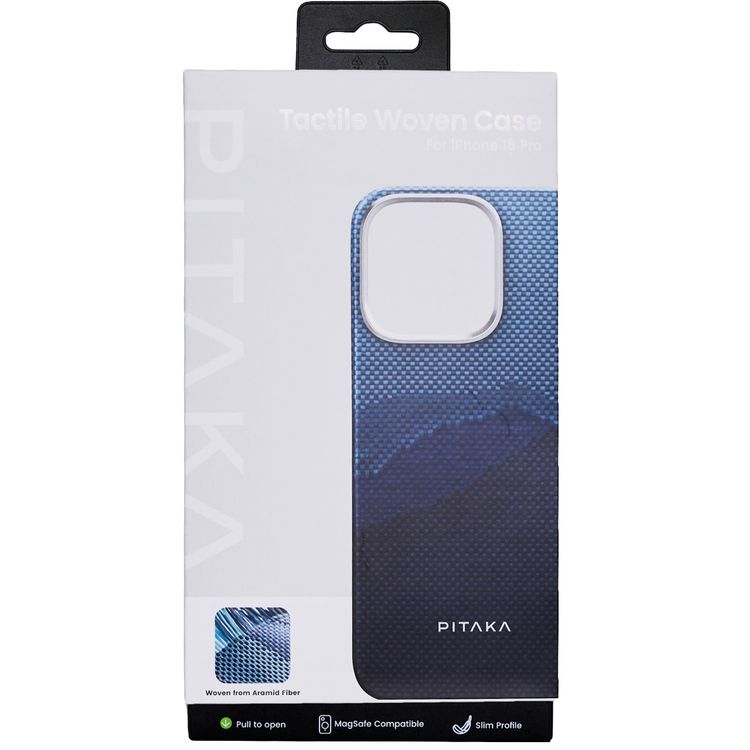 Pitaka Tactile Woven Ultra Slim Case for iPhone 16 Pro, Woven Touch, Compatible with MagSafe, Raised Camera Lip - Over the Horizon 