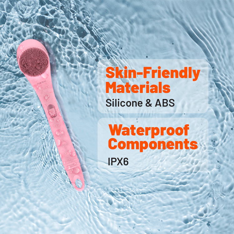 Porodo Lifestyle Electric Body Brush, Soft Bubble Loofah, Soft Cleaning Bristle, 2 Levels Speed, Type-C Charging Port, Soft Silicone Brush - Pink