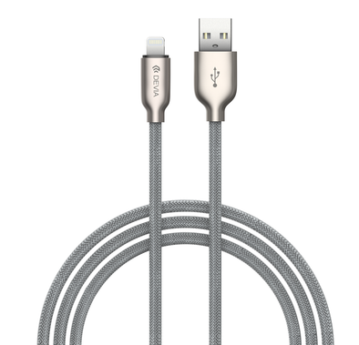 Devia Storm Series Zinc Alloy Braided Lightning Cable 1M 2.1A - Silver