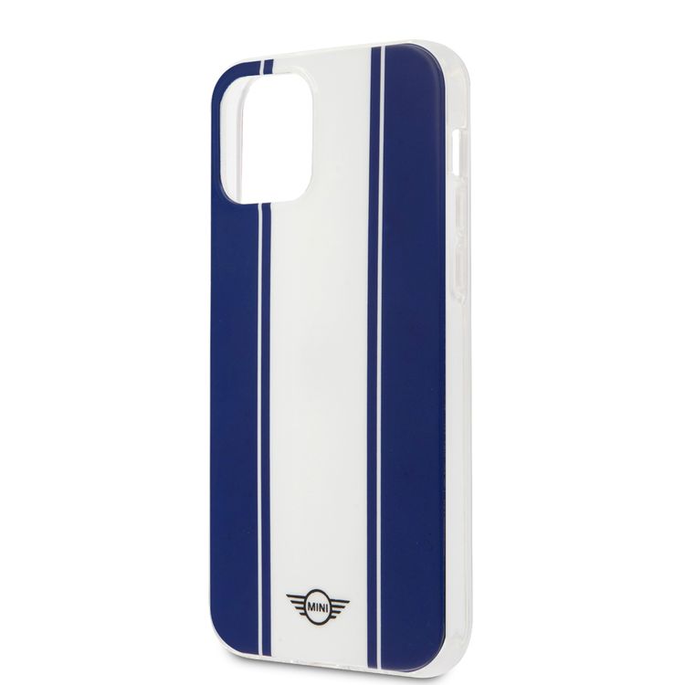 Mini Cooper PC/TPU Horizontal Stripes Hard Case for iPhone 12 Pro Max (6.7") - Navy Blue