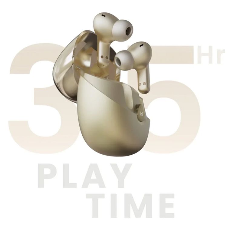 HiFuture Sonicair Earbuds with Up to 35 Hours Play Time, 10mm Driver, Comfortable Fit, Soft Bass, Bluetooth Version 5.3, Built-in 4 Microphones with ENC Technology, Crystal Clear Calls - Champagne
