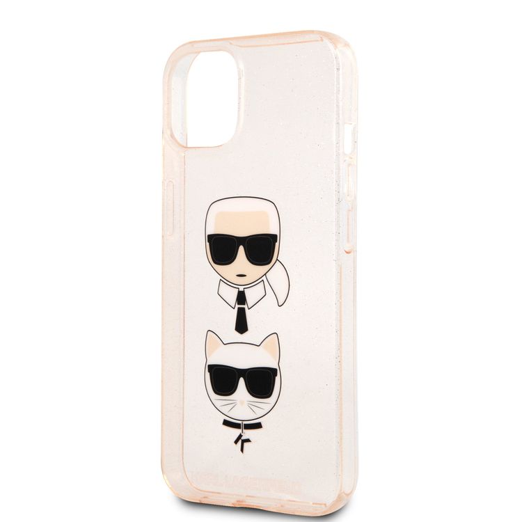 CG MOBILE Karl Lagerfeld TPU Full Glitter Case with Embossed Karl & Choupette Head Compatible for iPhone 13  (6.1") Scratch Resistant, Easy Access to All Ports, Drop