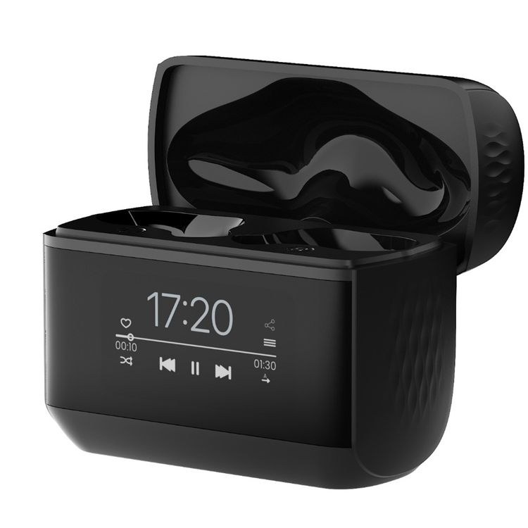 Green Lion Smart Tune True Wireless Earbuds with ANC, Smart Display Case, 500mAh Case Battery Capacity, 10m Transmission Range, IPX5 Waterproof - Black