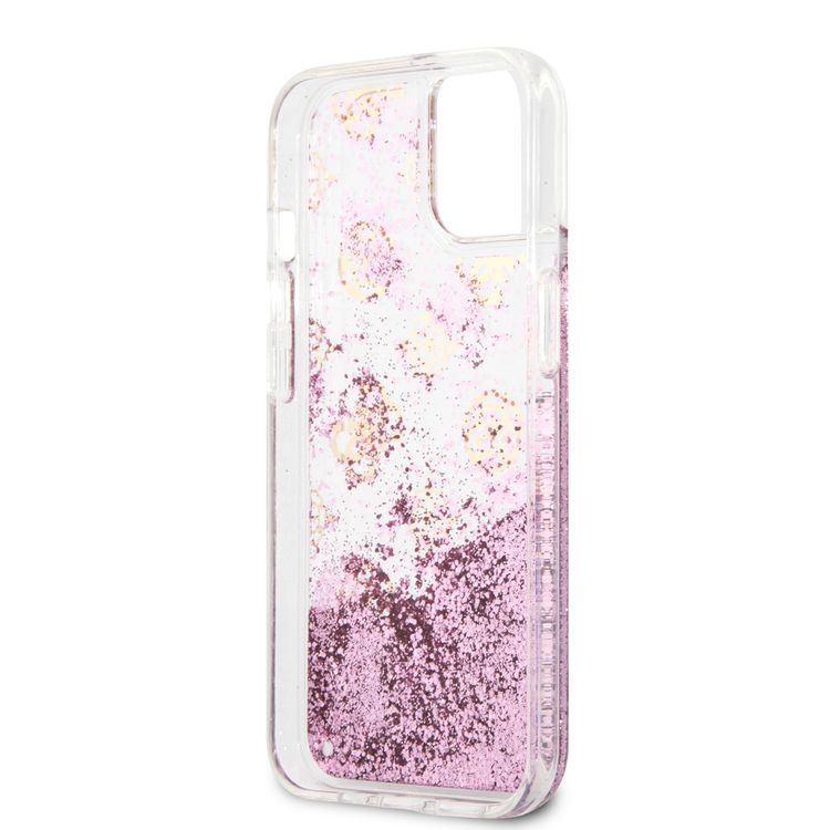 CG MOBILE Guess Liquid Glitter Case Electroplated Peony Logo Compatible for iPhone 13 (6.1") Anti-Scratch, Easy Access to All Ports, Shock Absorption