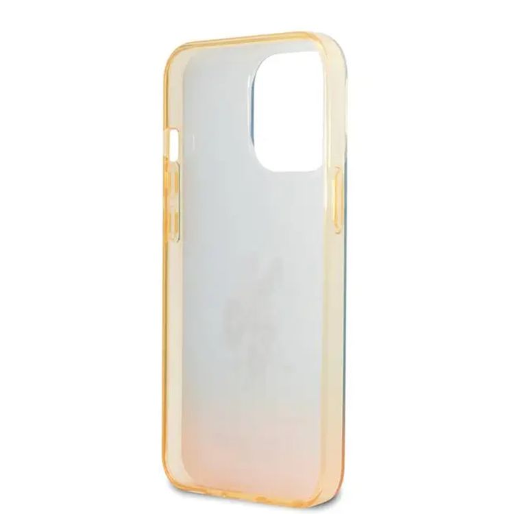 USPA PC / TPU جراب متدرج مع مصد مصبوغ وشعار الحصان متوافق مع iPhone 14 Pro Max - أزرق / برتقالي