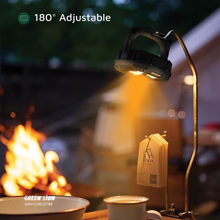 Green Lion Hyper Lume Working Light with 5400mAh Power Bank, 180° Adjustable, Magnetic Attachment, 1000lm Brightness, Battery Indicator, USB-C Charging - Black 