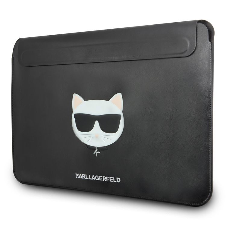 Karl Lagerfeld Saffiano Computer Sleeve with Choupette Compatible for a 14-inch notebook/tablet ,Slim Lightweight Portable Storage Bag Suitable for Outdoor - Black