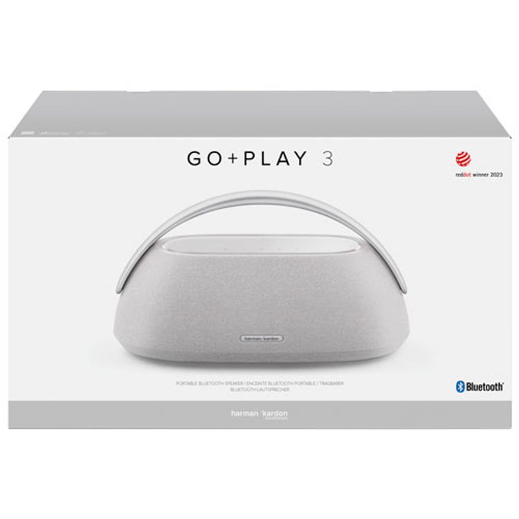 Harman Kardon Go Play 3 Portable Bluetooth Speaker with Superior Sound, Type-C USB Port, Up to 8 Hours Music Play Time, 3 Hours Charging Time, Bluetooth Version 5.2, Built-in Battery - Gray
