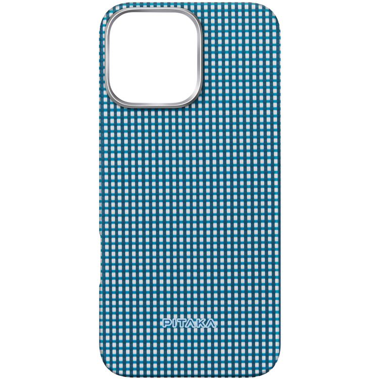 Pitaka Ultra Slim Case for iPhone 16 Pro, Compatible with MagSafe, 3D Grip Textured, Raised Camera Lip - Ocean Blue