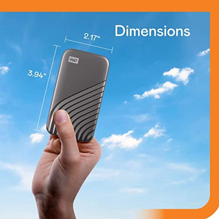 Western Digital 500GB My Passport SSD, 1050MB/s Read, 1000MB/s Write, PC & Mac Compatible-WDBAGF5000AGY-WESN - Grey - Grey