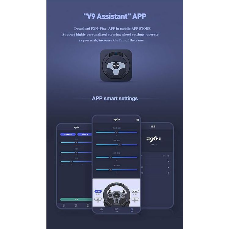 PXN V9 PC Racing Wheel, 270/900° Game Steering Wheel Dual-Motor Feedback Driving with Pedals and Joystick Steering Wheel for PC/Xbox /Xbox One/PS3/PS4/PC/Xbox One/N-Switch