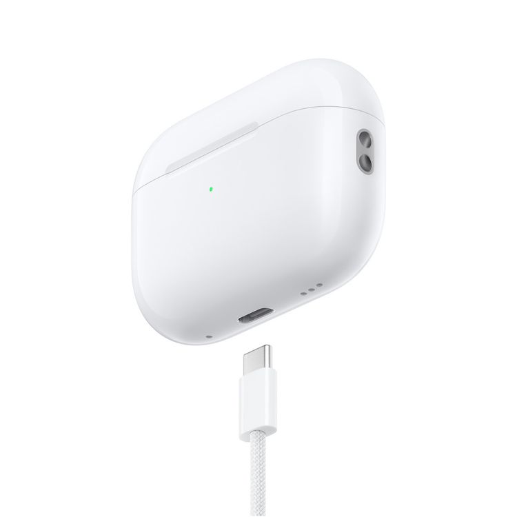  Apple AirPods Pro 2 with USB Type-C Charging Port, Transparency Mode, Voice Assistant Activate via Hey Siri, Active Noise Cancellation, Adaptive EQ, 30 Hours Battery Life with Charging Case, Apple H2 Chip, Skin-detect Sensor, Speech-detecting Accelerometer - White 