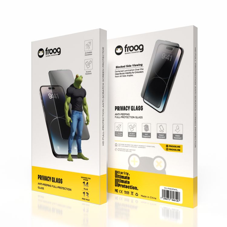واقي شاشة الخصوصية من iFroog، زجاج حماية كاملة مضاد للتجسس لهاتف  iPhone 14 Plus, iPhone 13 Pro Max، مضاد لبصمات الأصابع ومقاوم للخدش - أسود