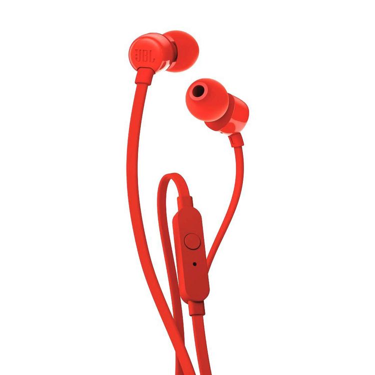 JBL T110 Wired Universal In-Ear Headphones, 6 Hours Battery Life, 2 Hours of Charging Time, Anti-Tangle Design - Red
