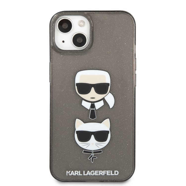 CG MOBILE Karl Lagerfeld TPU Full Glitter Case with Embossed Karl & Choupette Head Compatible for iPhone 13 (6.1") Scratch Resistant, Easy Access to All Ports, Drop