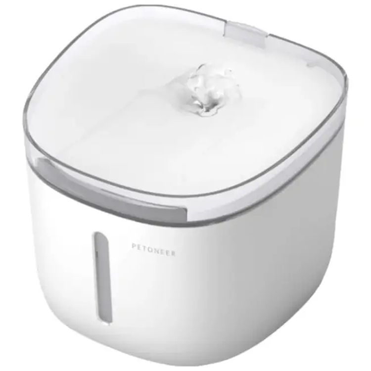 Petoneer Fresco Mini Plus Fountain with 1.9L Capacity, 5 Filtration Stages, Up to 7° Tilting Angle, Large Drinking Container, LED Indicator, Anti-Slip Pad, UV Sterilizing Tube - White