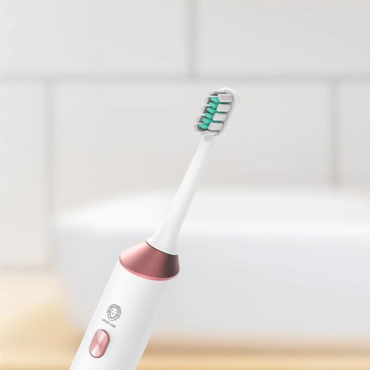 Green Electric Toothbrush with 4 Brush Heads, Suitable for Sensitive & Stained Teeth, 2-Minute Intelligent Timer, 5 Brush Modes, Slim Design - White